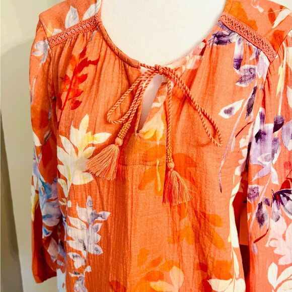 Soft Surrounding Blouse Gussy Floral Spring Summer Beach Resort Wear Women L - Picture 3 of 10
